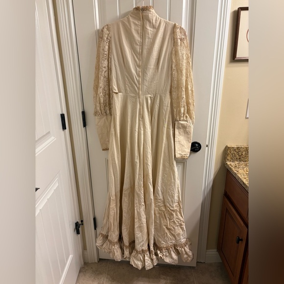Vintage 70s Gunne Sax Jessica Cream Maxi Dress Size 7 Renaissance For Repair - Picture 2 of 15